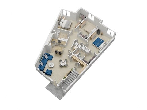 Floor plan for 3 beds, 2 baths, 1320 sqft